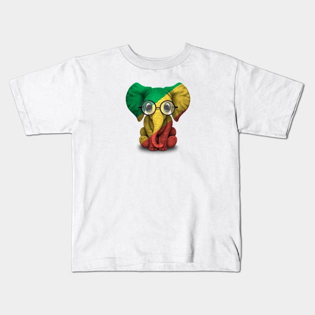 Baby Elephant with Glasses and Congo Flag Kids T-Shirt by jeffbartels